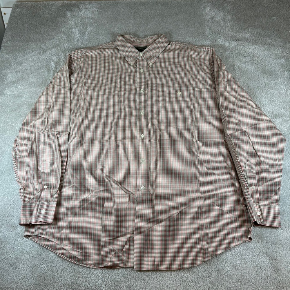 Filson Button Down Shirt Mens XXL Red Tan Plaid Cotton Long Sleeve Check Pocket